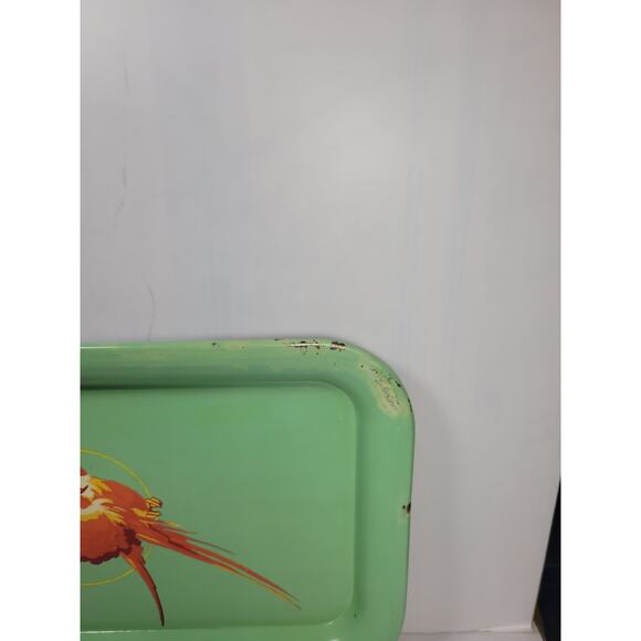 Mid Century Modern Green Lap Tray Serving TV, Parrot Florida Room Decor - Picture 2 of 4